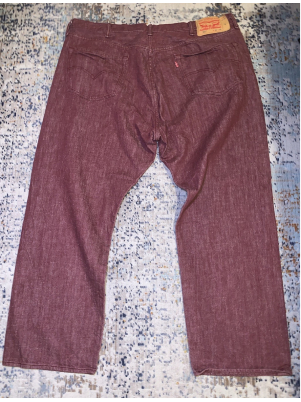 Levi’s 501 44x30 Mens Button Fly Burgundy Red White Oak Cone Denim XX Jeans - Picture 11 of 16